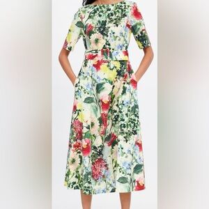 Zara Red and Yellow A-Line Midi Skirt Resort Wear